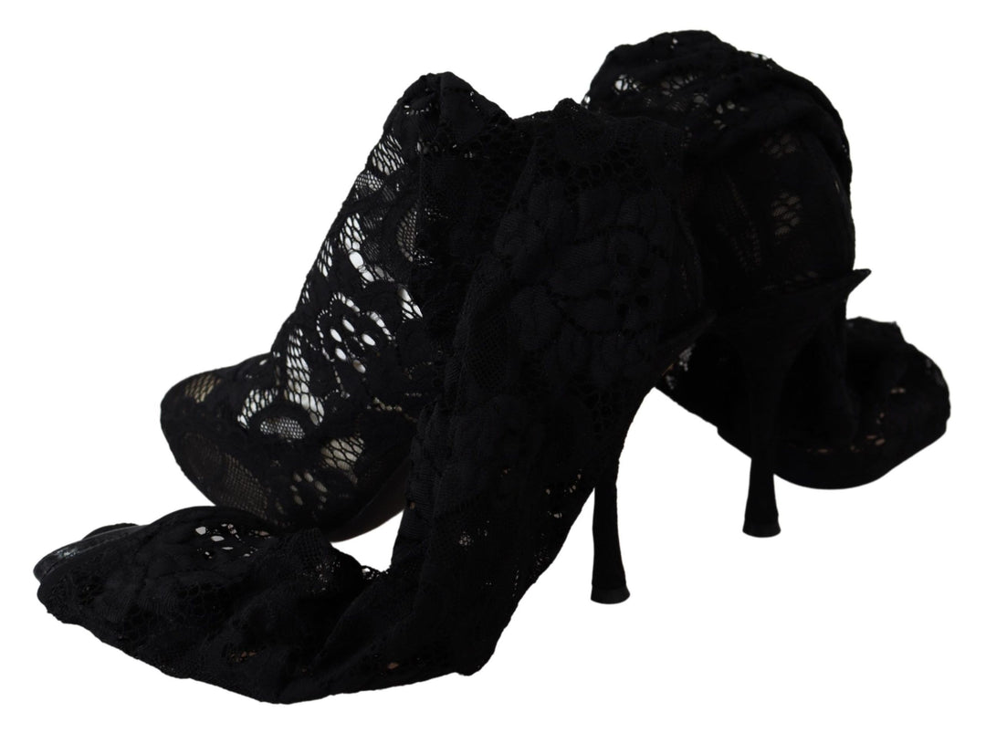 Zapatos de tacón estilo calcetín elásticos negros Dolce Gabbana Sensation