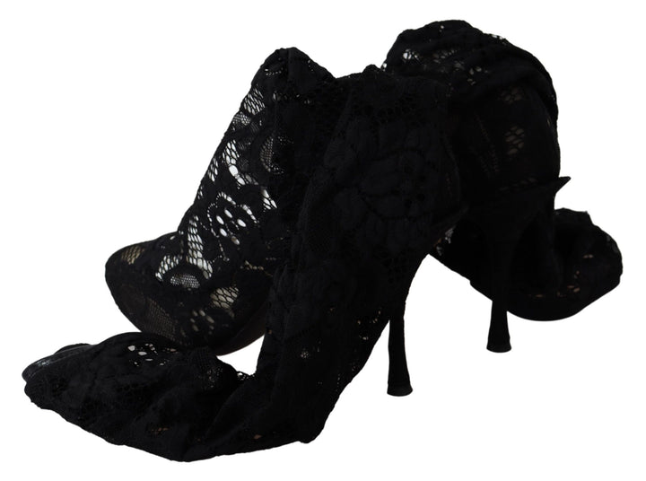 Zapatos de tacón estilo calcetín elásticos negros Dolce Gabbana Sensation