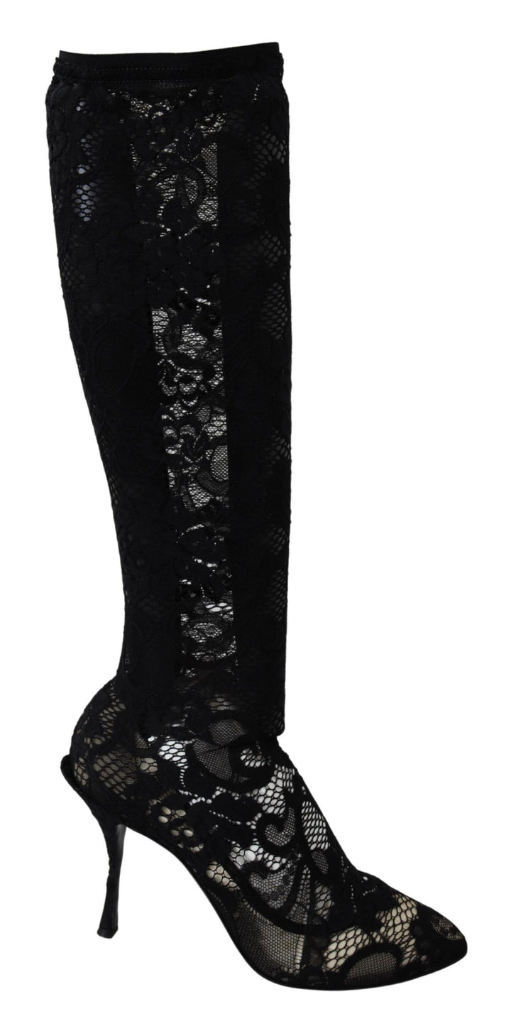 Zapatos de tacón estilo calcetín elásticos negros Dolce Gabbana Sensation