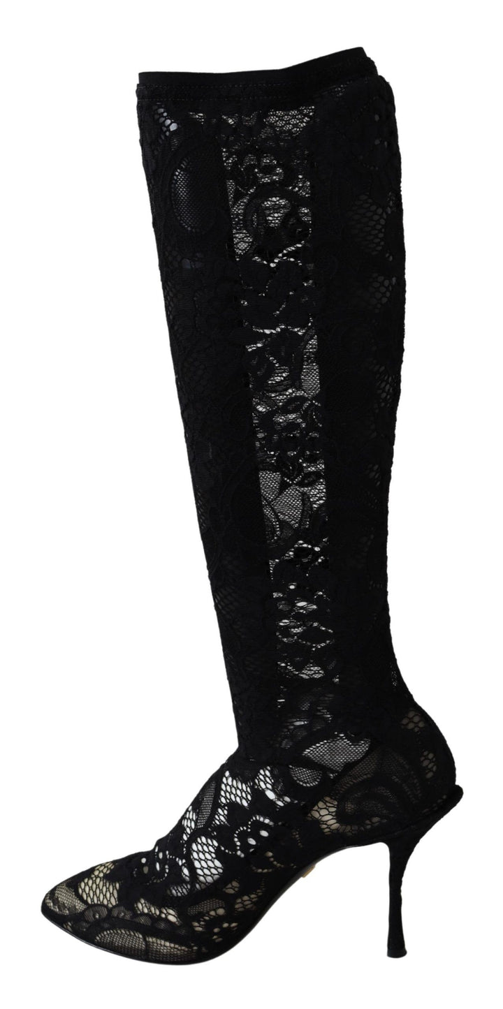Zapatos de tacón estilo calcetín elásticos negros Dolce Gabbana Sensation