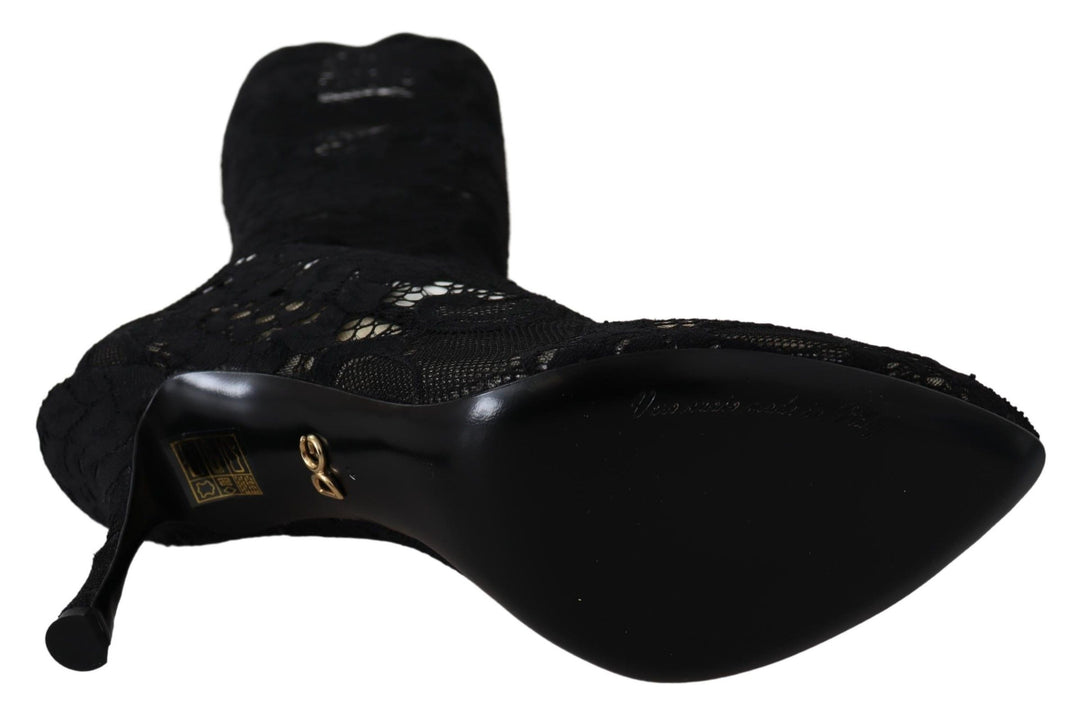 Zapatos de tacón estilo calcetín elásticos negros Dolce Gabbana Sensation
