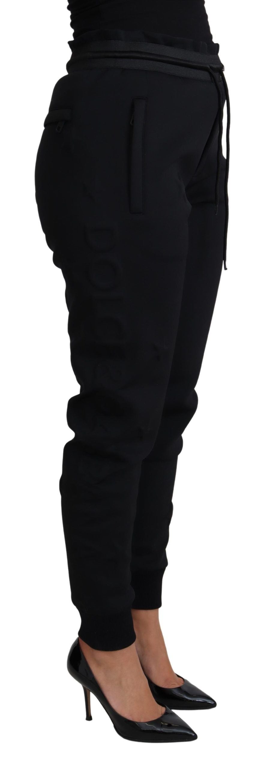 Pantalon de jogging noir élégant Dolce &amp;amp; Gabbana avec logo emblématique