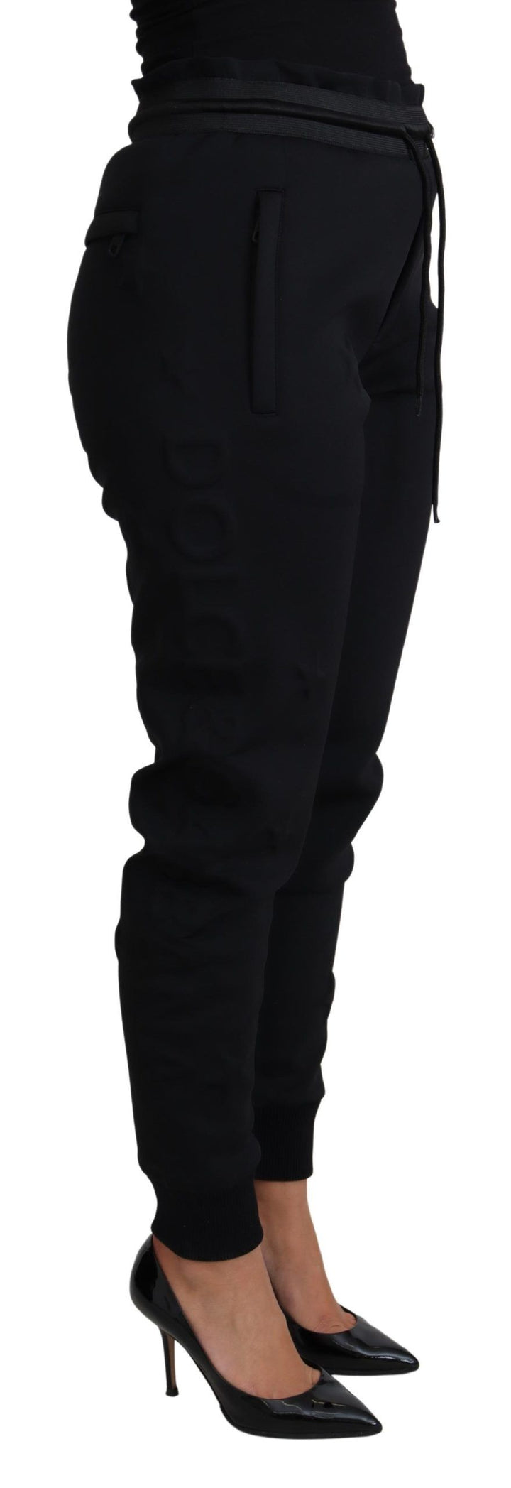Pantalon de jogging noir élégant Dolce &amp;amp; Gabbana avec logo emblématique