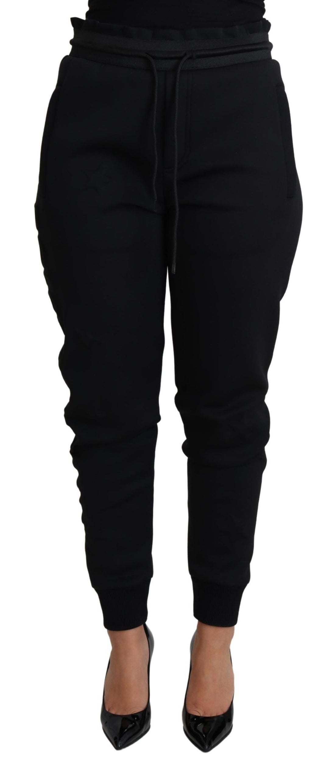Pantalon de jogging noir élégant Dolce &amp;amp; Gabbana avec logo emblématique