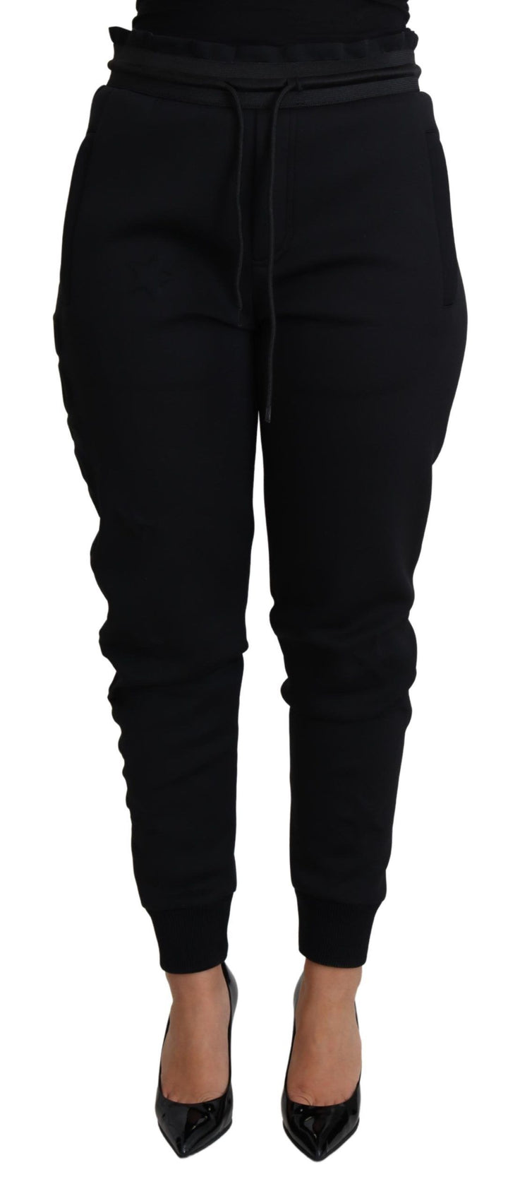 Pantalon de jogging noir élégant Dolce &amp;amp; Gabbana avec logo emblématique