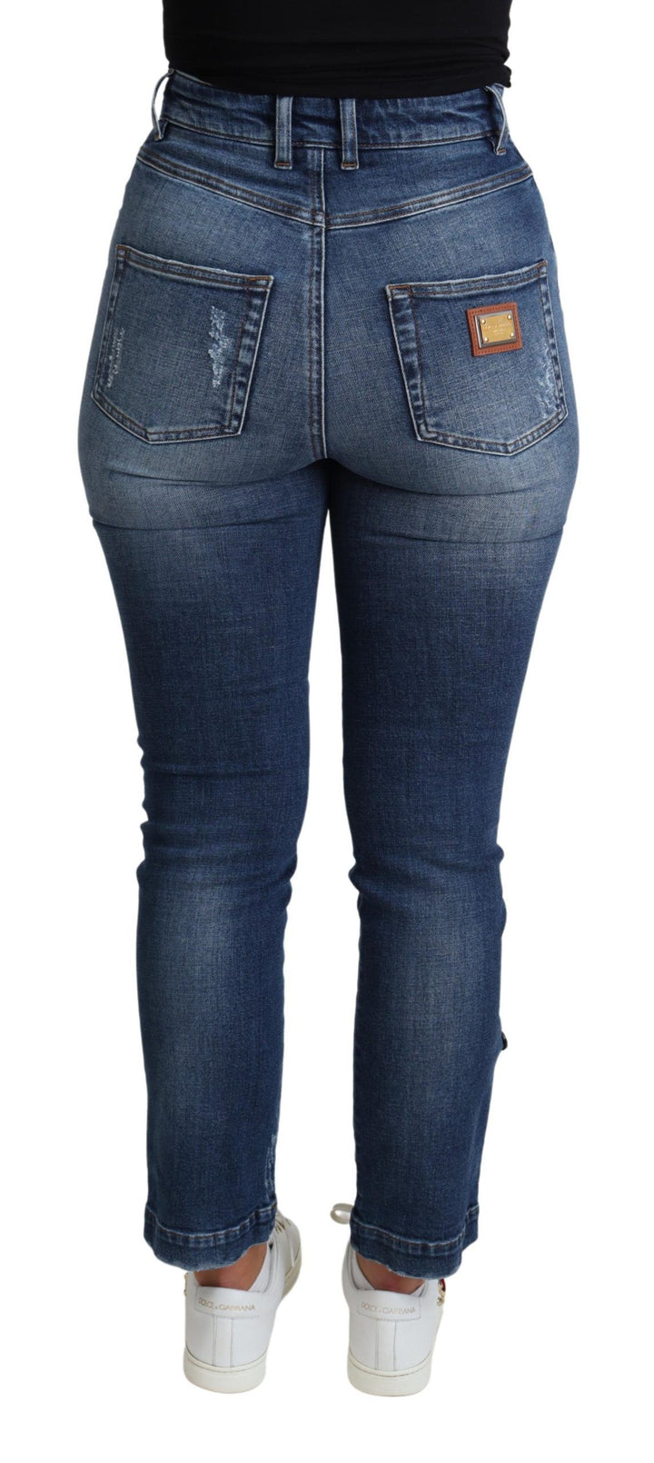 Jean skinny taille haute à ornements Dolce &amp;amp; Gabbana