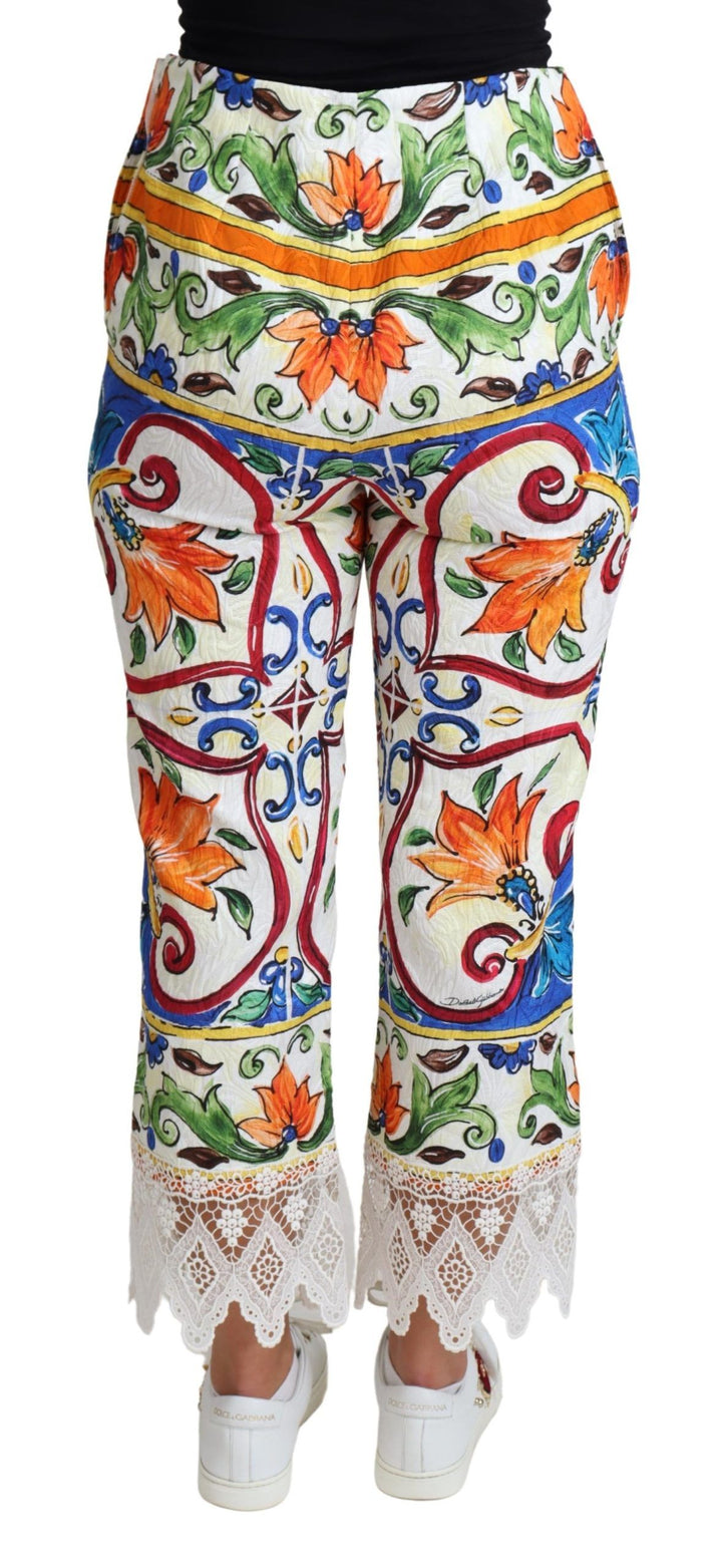 Dolce &amp; Gabbana Multicolor Majolica Print Trouser  Cotton Pants