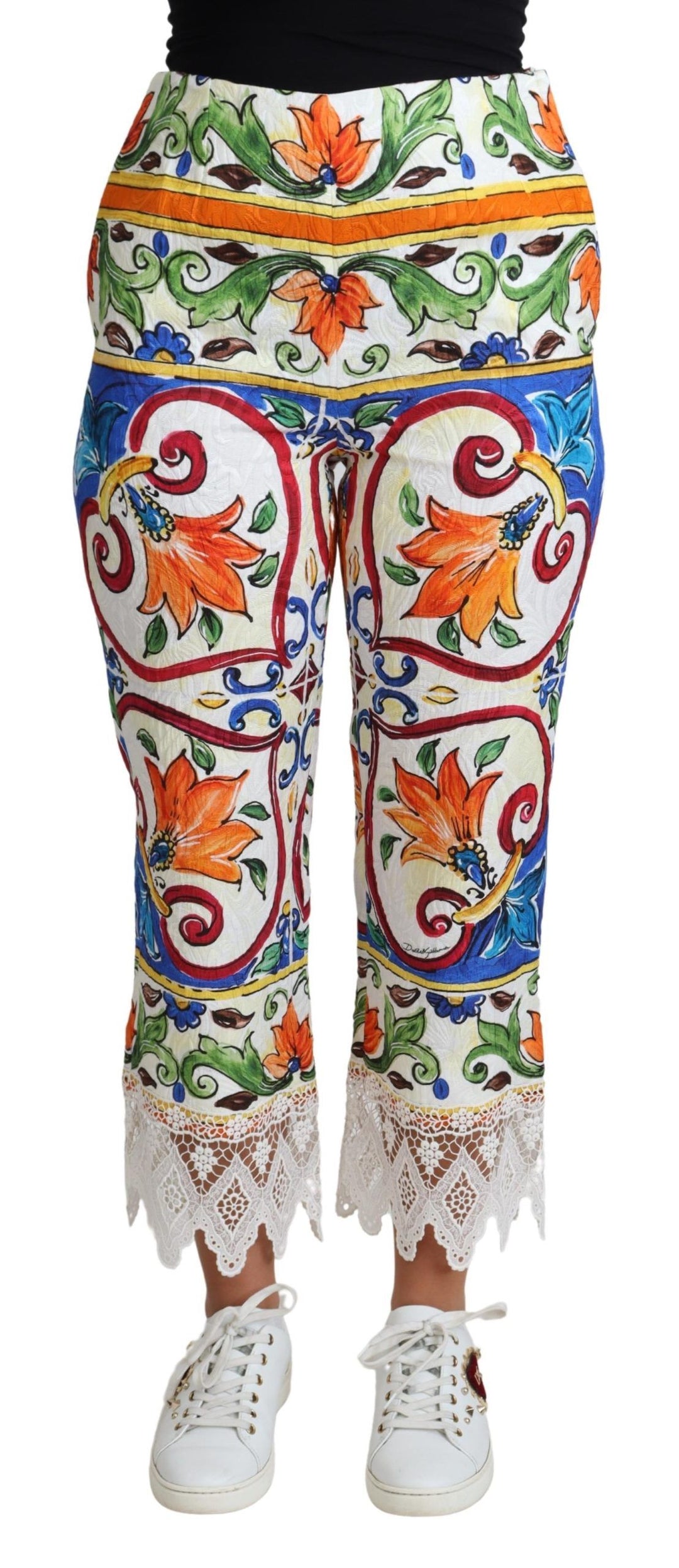 Dolce &amp; Gabbana Multicolor Majolica Print Trouser  Cotton Pants