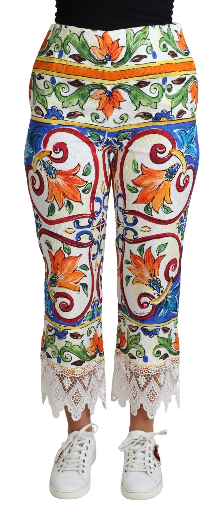 Dolce &amp; Gabbana Multicolor Majolica Print Trouser  Cotton Pants