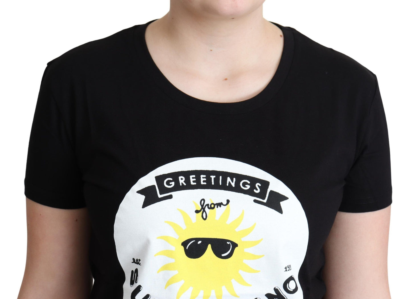 Moschino Black Cotton Sunny Milano Print T-shirt