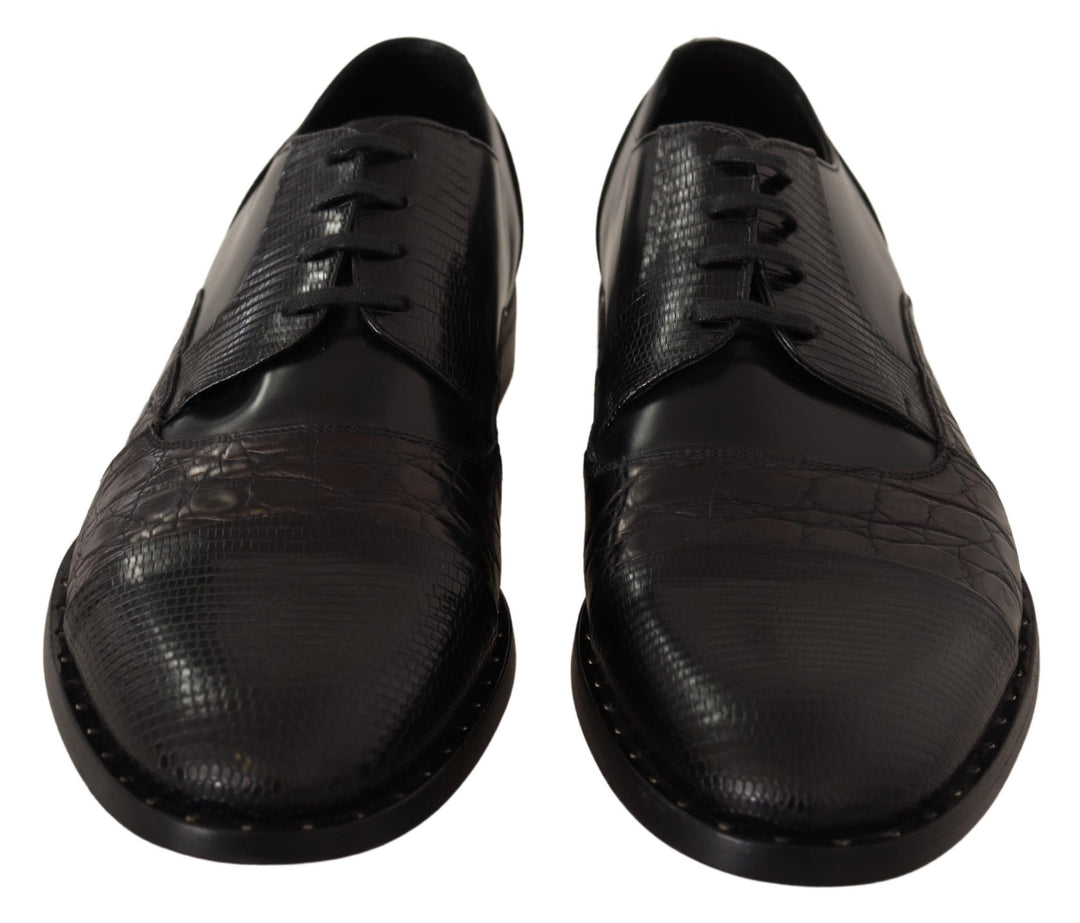Dolce &amp; Gabbana Black Leather Exotic Skins Formal Shoes