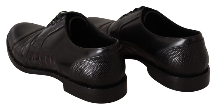 Dolce &amp; Gabbana Black Leather Exotic Skins Formal Shoes