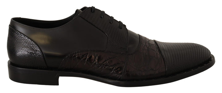 Dolce &amp; Gabbana Black Leather Exotic Skins Formal Shoes