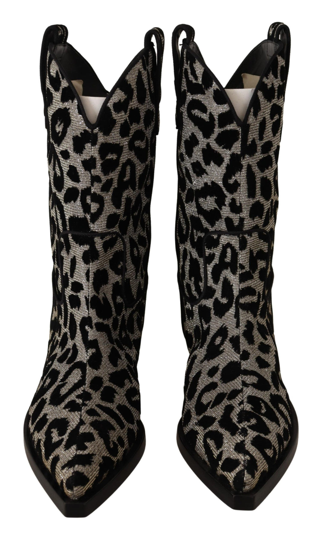 Dolce &amp; Gabbana Gray Black Leopard Cowboy Boots Shoes