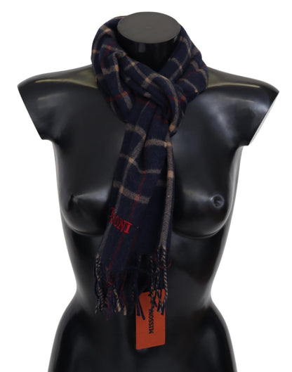 Missoni Black Checkered Unisex Neck Wrap Fringes Scarf