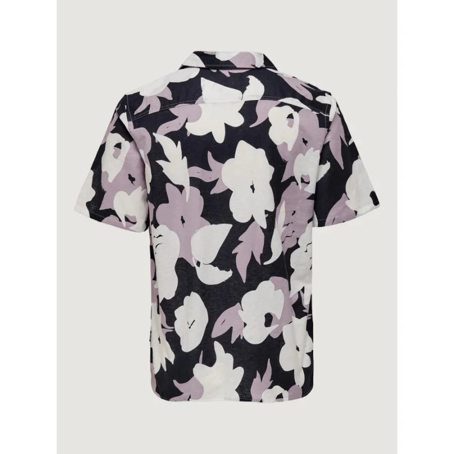 Only & Sons Purple Linen Shortsleeve Shirt