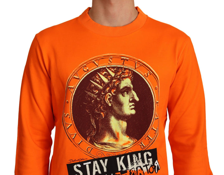 Dolce &amp; Gabbana Orange King Ceasar Cotton Pullover Sweater