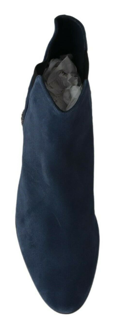 Bottes mi-mollet en daim bleu chic Dolce &amp;amp; Gabbana avec détails cloutés