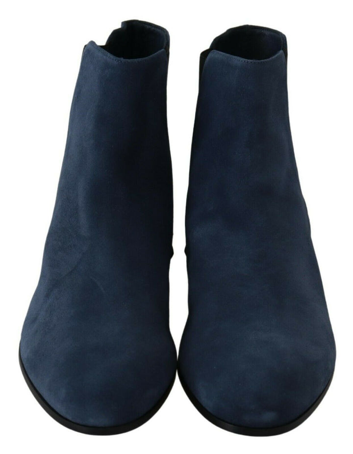 Bottes mi-mollet en daim bleu chic Dolce &amp;amp; Gabbana avec détails cloutés