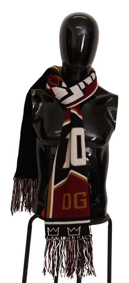 Dolce & Gabbana Multicolor Wool Knit DG King Shawl Wrap Scarf