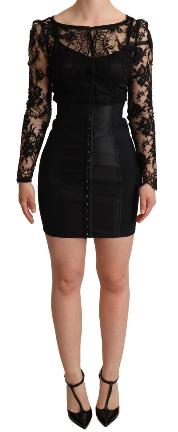 Dolce & Gabbana Black Fitted Lace Top Bodycon Mini Dress women’s dress