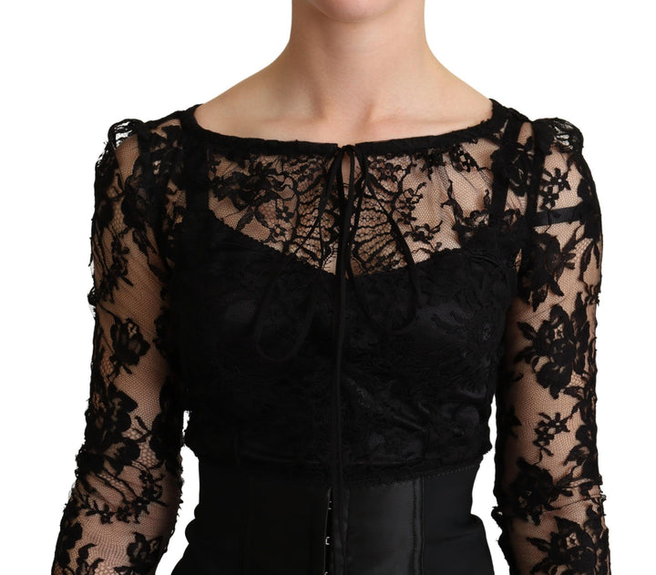 Dolce &amp; Gabbana Black Fitted Lace Top Bodycon Mini Dress women’s dress