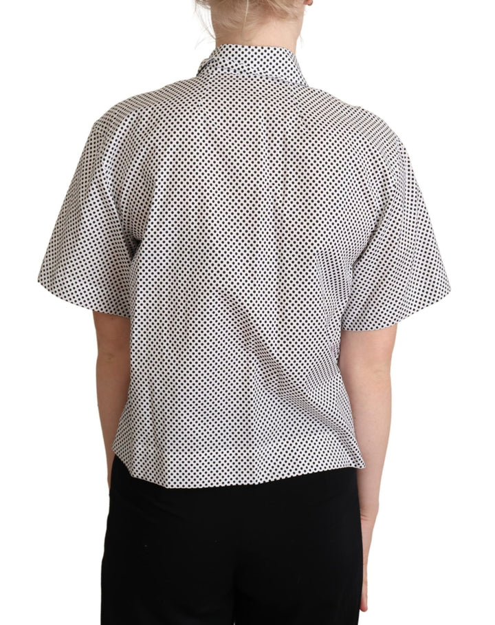 Dolce &amp; Gabbana Black Polka Dot Collared Shirt White