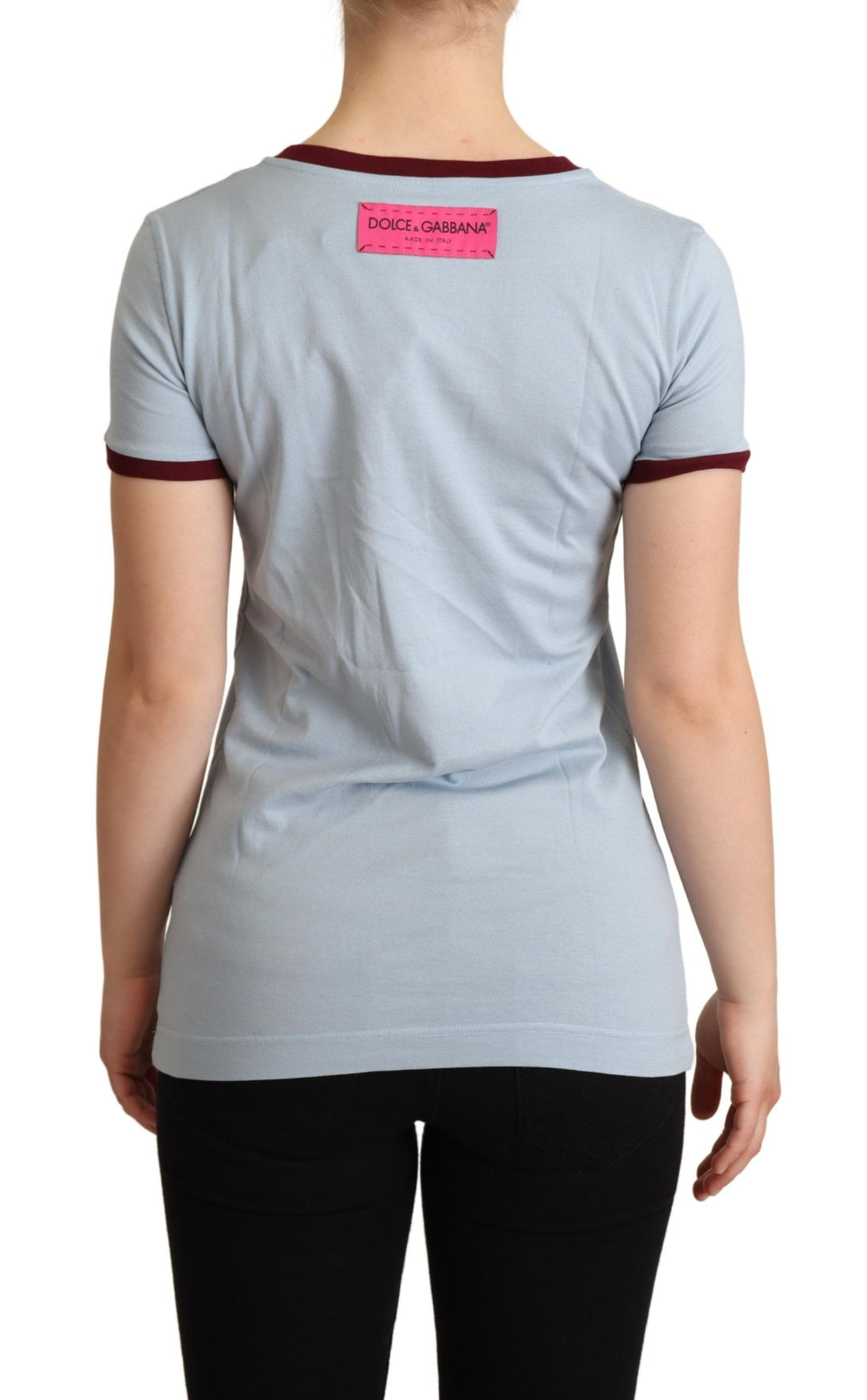 T-shirt ras du cou bleu élégant en coton Dolce &amp;amp; Gabbana