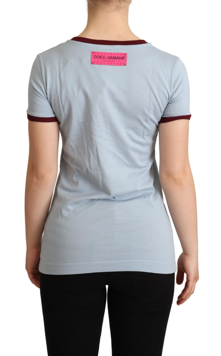 T-shirt ras du cou bleu élégant en coton Dolce &amp;amp; Gabbana