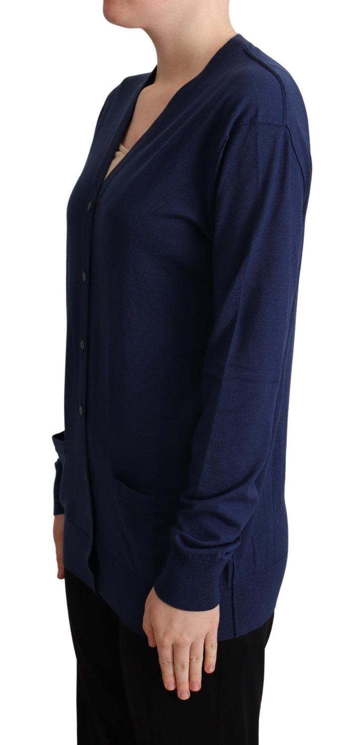 Dolce &amp;amp; Gabbana Élégant cardigan bleu en laine vierge