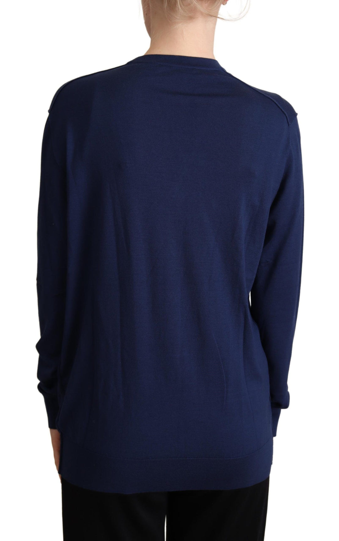 Dolce &amp;amp; Gabbana Élégant cardigan bleu en laine vierge