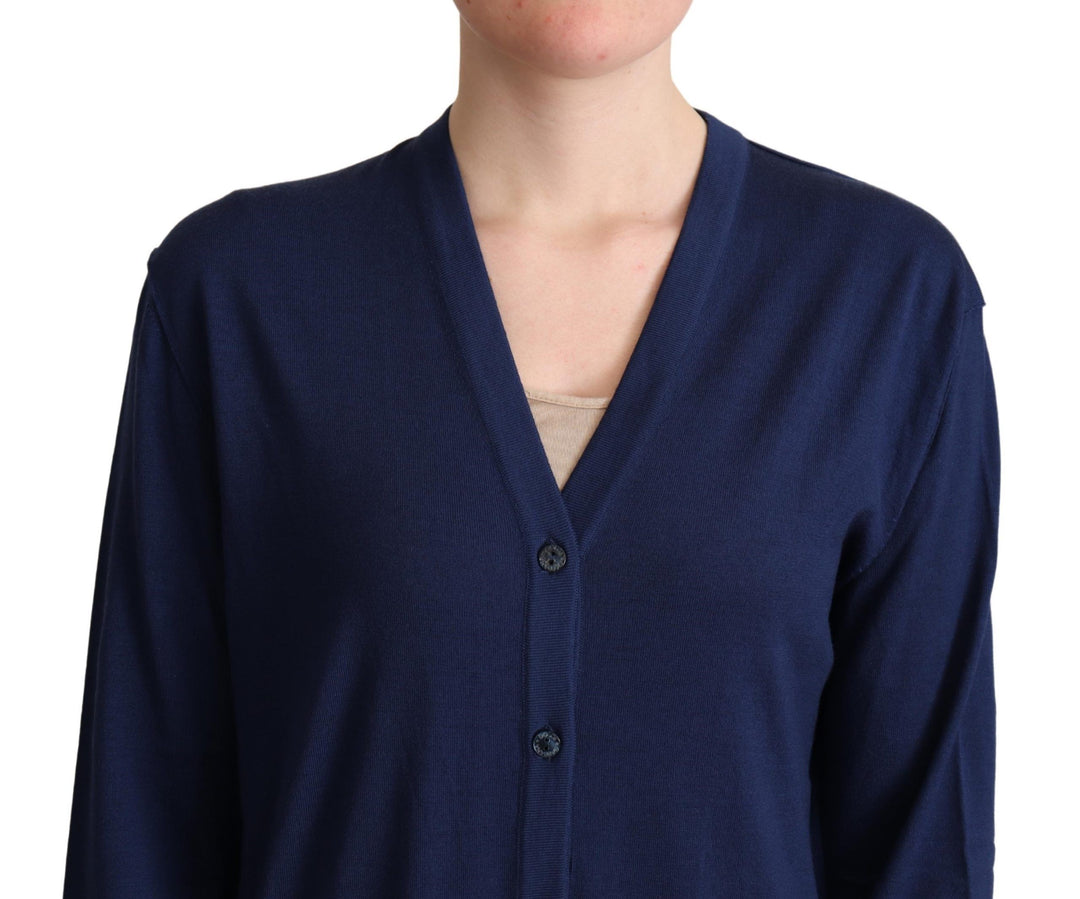 Dolce &amp;amp; Gabbana Élégant cardigan bleu en laine vierge