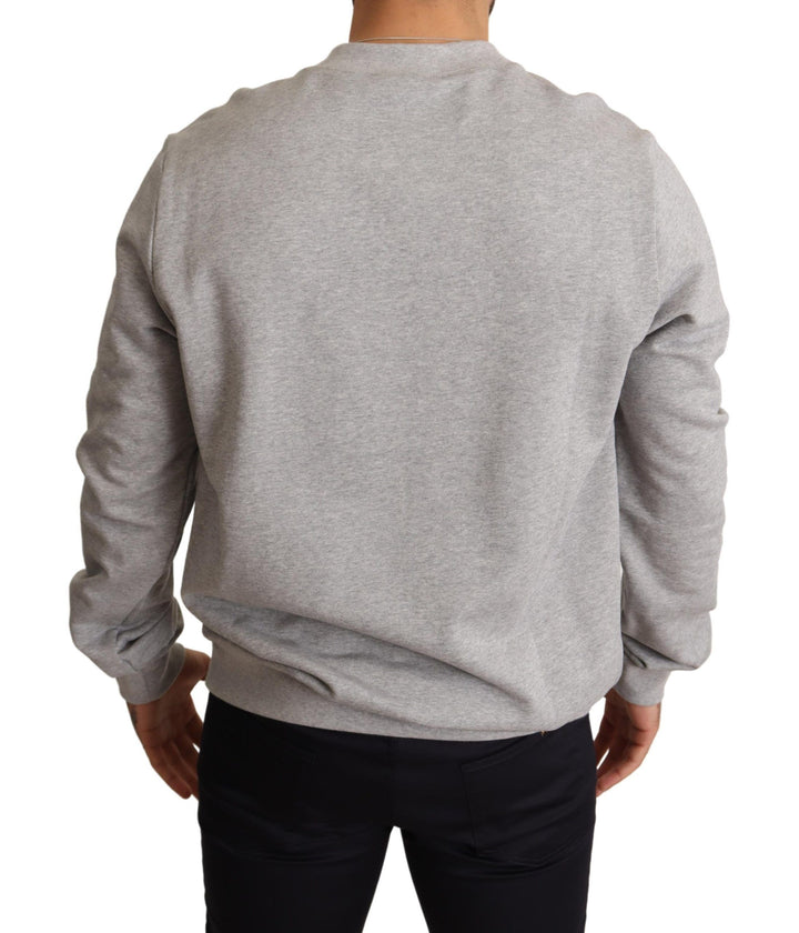 Dolce &amp; Gabbana Gray Crown King Print Cotton Sweater