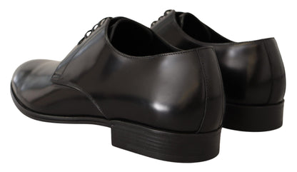 Chaussures Derby en cuir noir à semelles en cuir, style intemporel