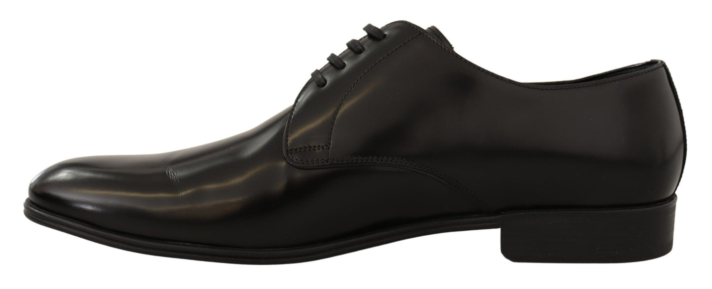 Chaussures Derby en cuir noir à semelles en cuir, style intemporel