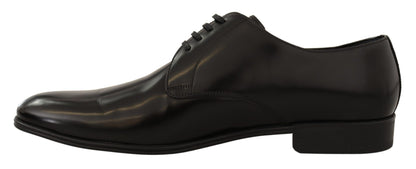 Chaussures Derby en cuir noir à semelles en cuir, style intemporel