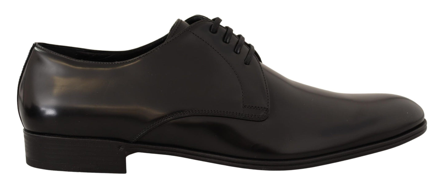 Chaussures Derby en cuir noir à semelles en cuir, style intemporel