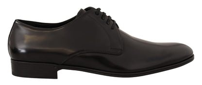 Chaussures Derby en cuir noir à semelles en cuir, style intemporel