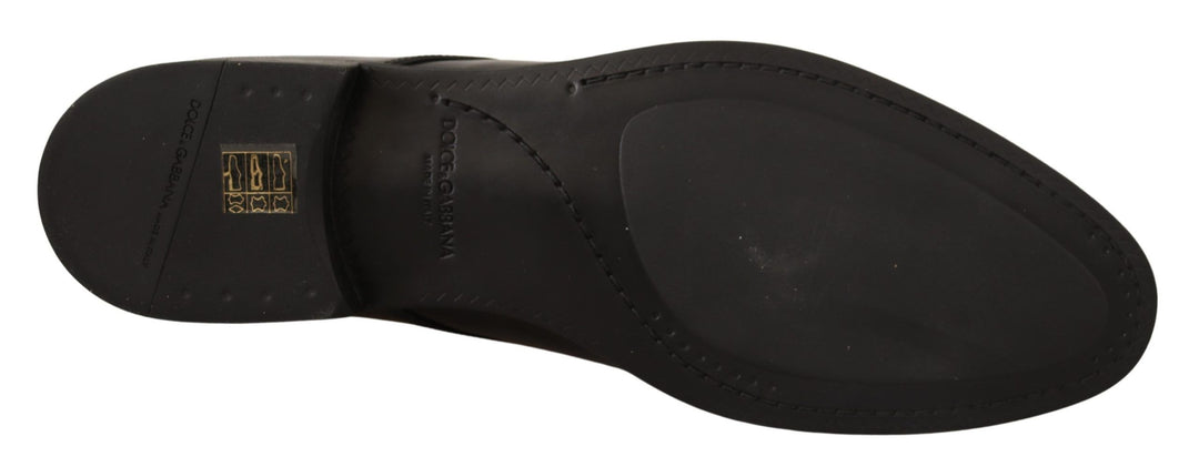 Chaussures Derby en cuir noir à semelles en cuir, style intemporel