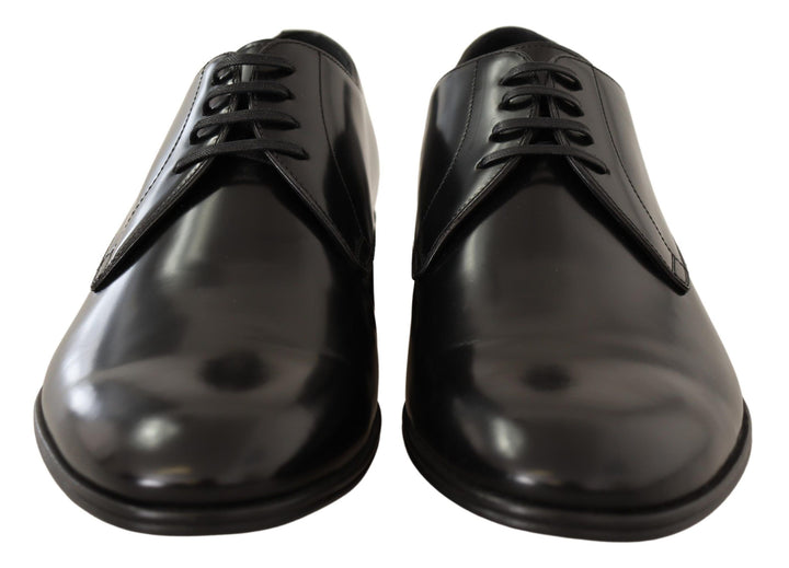 Chaussures Derby en cuir noir à semelles en cuir, style intemporel