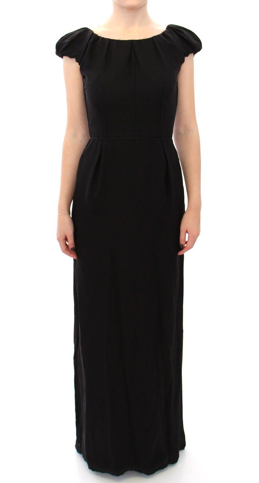 Dolce &amp; Gabbana Black Silk Shortsleeve Gown Maxi IT Dress women’s dress