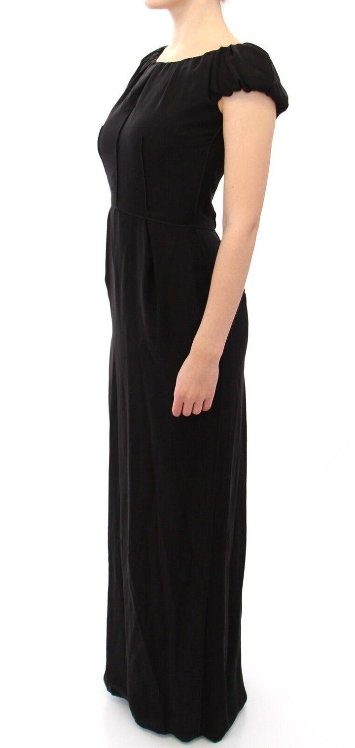 Dolce &amp; Gabbana Black Silk Shortsleeve Gown Maxi IT Dress women’s dress