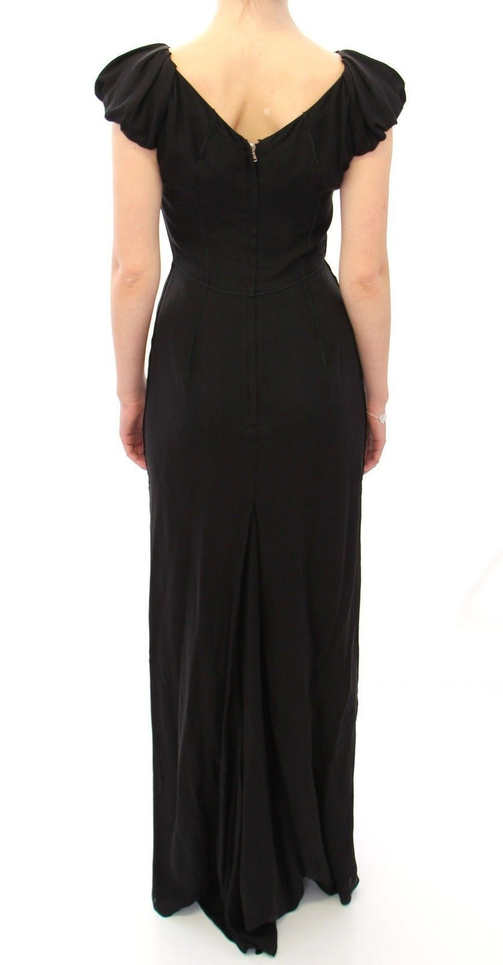 Dolce &amp; Gabbana Black Silk Shortsleeve Gown Maxi IT Dress women’s dress