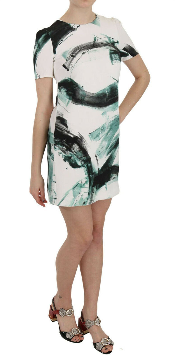 Dolce & Gabbana White Black Blue Shift Short Mini Dress women’s dress