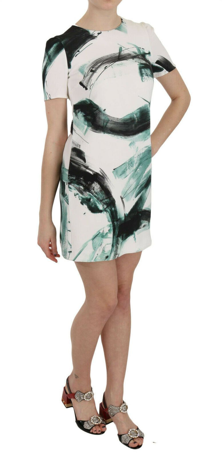 Dolce &amp; Gabbana White Black Blue Shift Short Mini Dress women’s dress