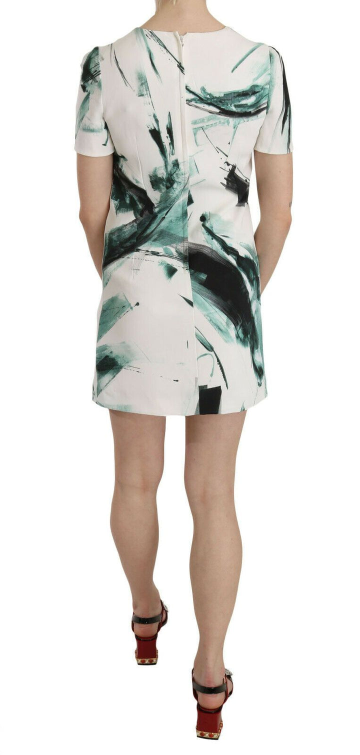Dolce &amp; Gabbana White Black Blue Shift Short Mini Dress women’s dress