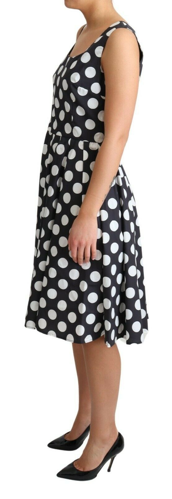 Dolce &amp; Gabbana Black Polka Dotted Cotton A-Line Dress women’s dress