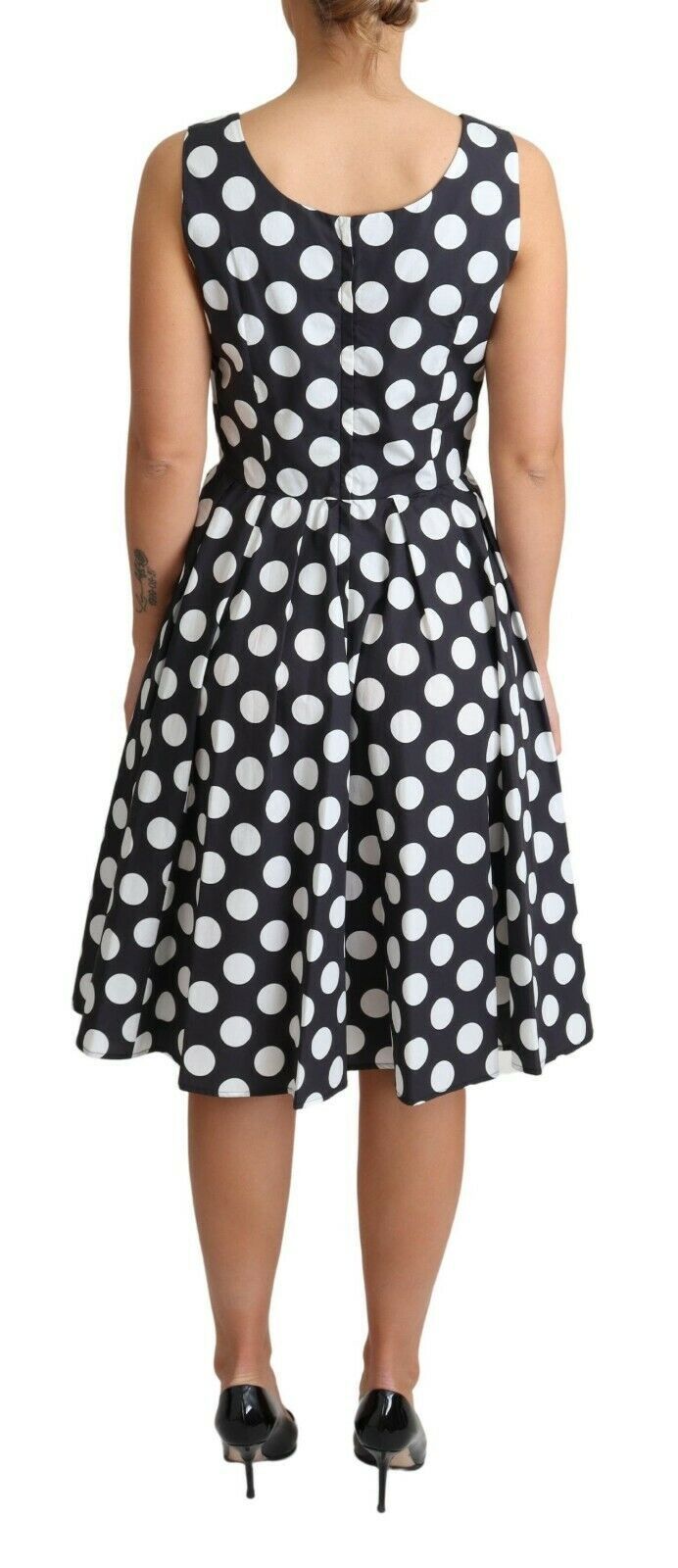 Dolce &amp; Gabbana Black Polka Dotted Cotton A-Line Dress women’s dress