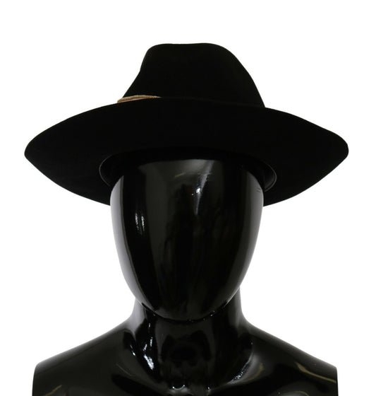 Dolce &amp; Gabbana Élégant chapeau panama noir à large bord Lapin