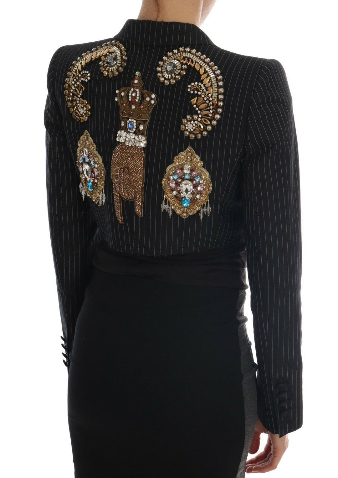 Dolce &amp; Gabbana Black Crystal Fairy Tale Blazer Jacket